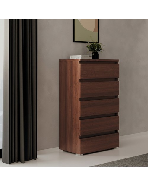 Cassettiera 5 cassetti 75x40x127 noce antico MONTATA