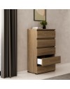 Cassettiera 5 cassetti 75x40x127 MONTATA colore noce naturale