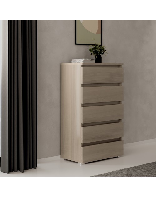 Cassettiera 5 cassetti 75x40x127 MONTATA colore olmo
