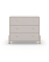 Cassettiera Enola in legno massiccio con 3 cassetti beige e gambe in pino naturale 90x40x80H