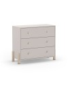 Cassettiera Enola in legno massiccio con 3 cassetti beige e gambe in pino naturale 90x40x80H
