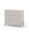 Cassettiera Enola in legno massiccio con 3 cassetti beige e gambe in pino naturale 90x40x80H