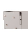 Cassettiera Enola in legno massiccio con 3 cassetti beige e gambe in pino naturale 90x40x80H