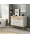 Cassettiera 4 cassetti bianco e pino Estefania 100x40x81H – Legno massiccio per ambienti accoglienti