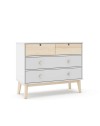 Cassettiera 4 cassetti bianco e pino Estefania 100x40x81H – Legno massiccio per ambienti accoglienti