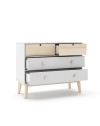 Cassettiera 4 cassetti bianco e pino Estefania 100x40x81H – Legno massiccio per ambienti accoglienti
