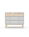 Cassettiera 4 cassetti bianco e pino Estefania 100x40x81H – Legno massiccio per ambienti accoglienti