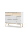 Cassettiera 4 cassetti bianco e pino Estefania 100x40x81H – Legno massiccio per ambienti accoglienti