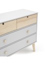 Cassettiera 4 cassetti bianco e pino Estefania 100x40x81H – Legno massiccio per ambienti accoglienti