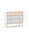 Cassettiera 4 cassetti bianco e pino Estefania 100x40x81H – Legno massiccio per ambienti accoglienti