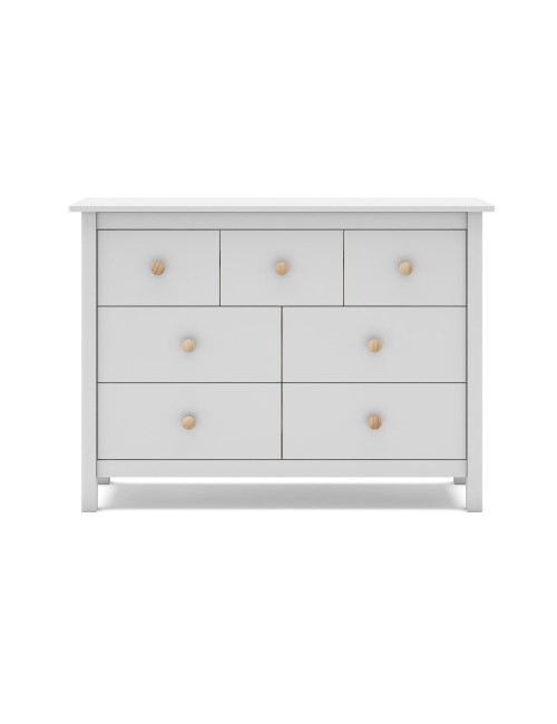 Cassettiera Max in legno massiccio bianco 110x40x80H – 7 Cassetti, stile e versatilità