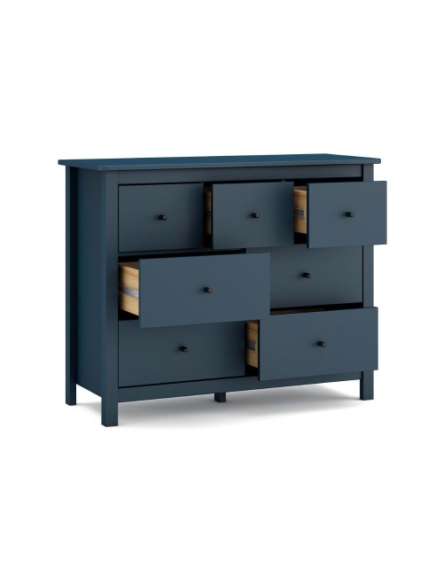 Cassettiera Misti in legno massiccio blu 110x40x820H – 7 Cassetti, Design e organizzazione