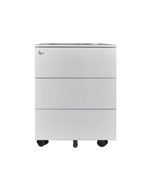 Cassettiera ufficio in ferro con ruote 3 cassetti ESMC03 grigio chiaro