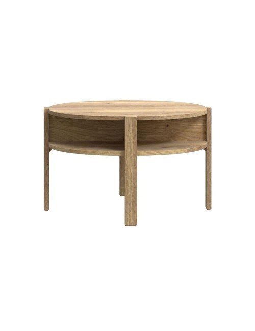 Tavolino da salotto Aura rotondo 74 cm con ripiano inferiore colore rovere medio