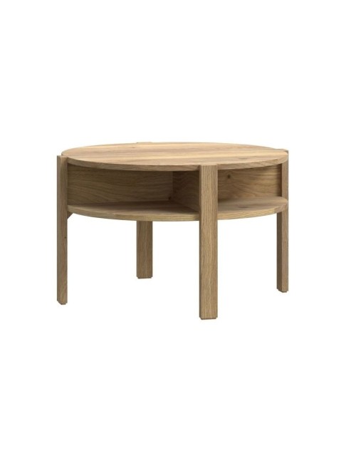 Tavolino da salotto Aura rotondo 74 cm con ripiano inferiore colore rovere medio