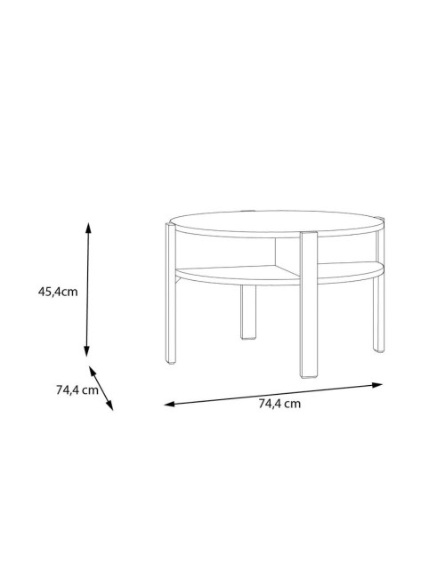 Tavolino da salotto Aura rotondo 74 cm con ripiano inferiore colore rovere medio