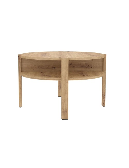 Tavolino da salotto Aura rotondo 74 cm con ripiano inferiore colore rovere