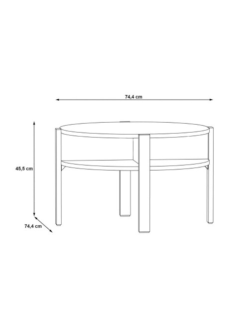 Tavolino da salotto Aura rotondo 74 cm con ripiano inferiore colore rovere