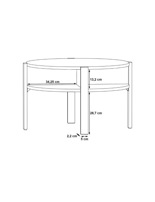 Tavolino da salotto Aura rotondo 74 cm con ripiano inferiore colore rovere