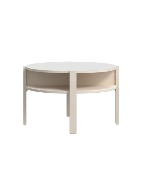 Tavolino da salotto Aura rotondo 74 cm con ripiano inferiore colore cashmere