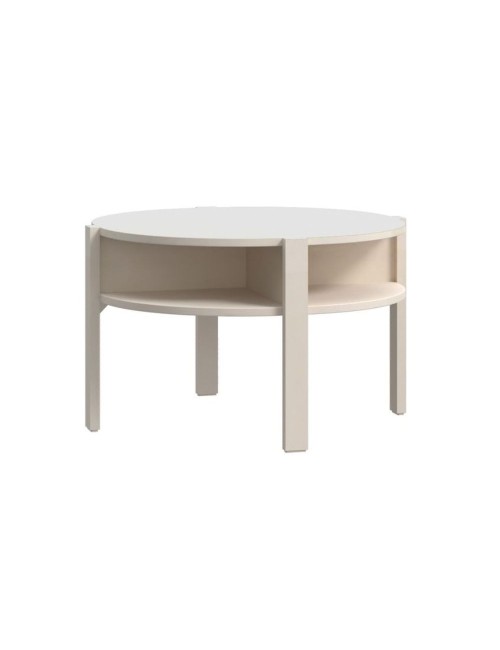 Tavolino da salotto Aura rotondo 74 cm con ripiano inferiore colore cashmere