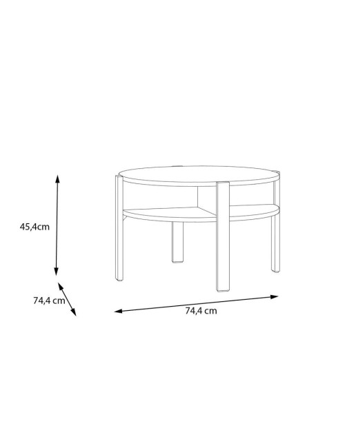 Tavolino da salotto Aura rotondo 74 cm con ripiano inferiore colore cashmere