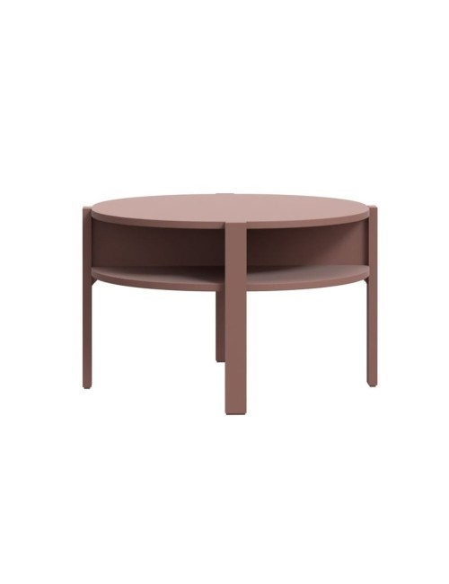 Tavolino da salotto Aura rotondo 74 cm con ripiano inferiore colore terracotta