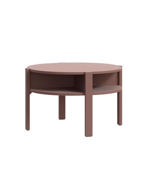 Tavolino da salotto Aura rotondo 74 cm con ripiano inferiore colore terracotta