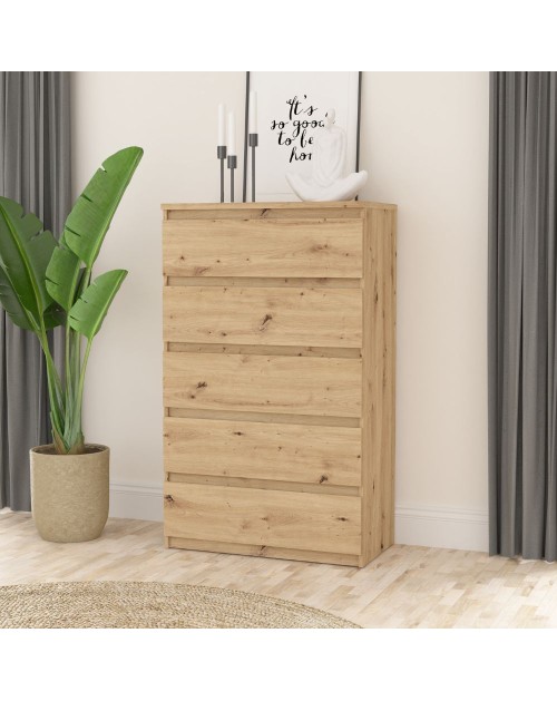 Cassettiera Morgan 5 cassetti rovere – 77.2x42.2x128H