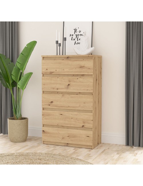 Cassettiera Morgan 5 cassetti rovere – 77.2x42.2x128H