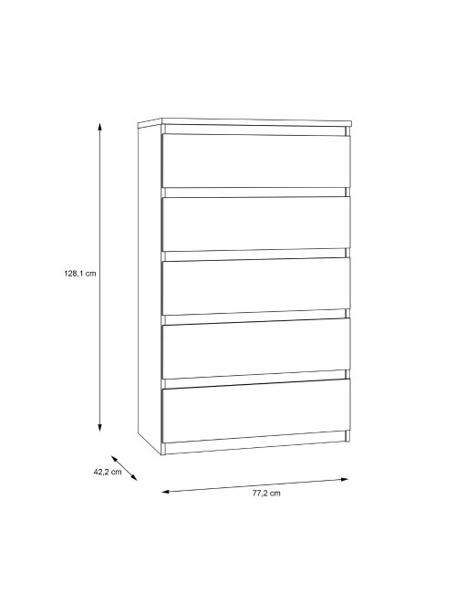 Cassettiera Morgan 5 cassetti rovere – 77.2x42.2x128H