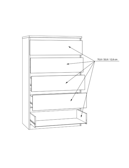 Cassettiera Morgan 5 cassetti rovere – 77.2x42.2x128H