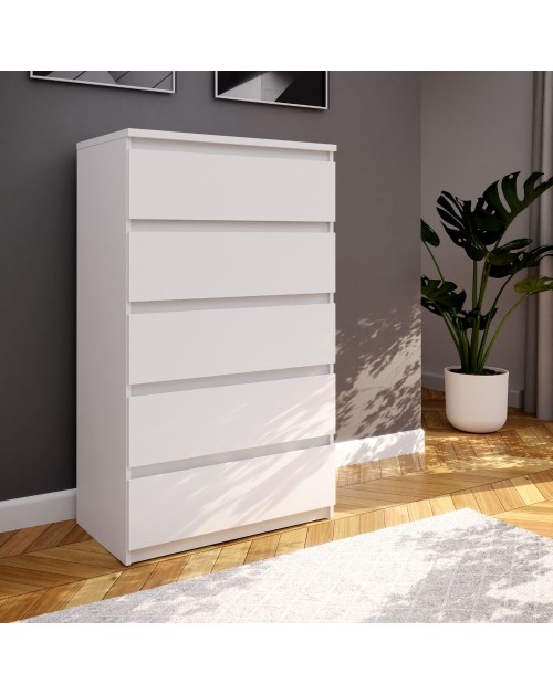 Cassettiera Morgan 5 cassetti bianco opaco – 77.2x42.2x128H