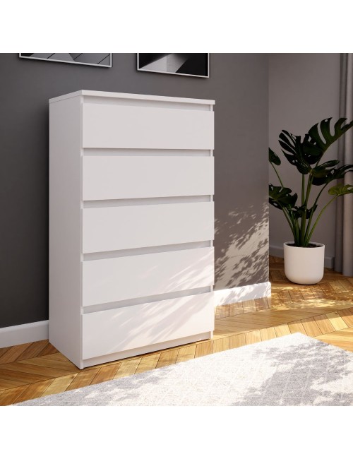 Cassettiera Morgan 5 cassetti bianco opaco – 77.2x42.2x128H