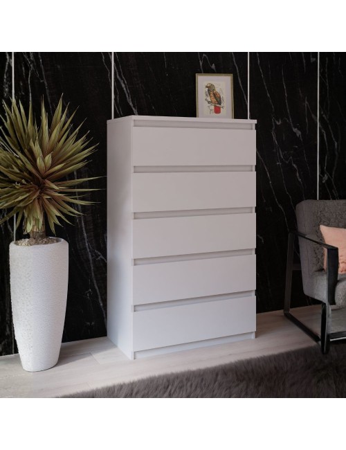 Cassettiera Morgan 5 cassetti bianco opaco – 77.2x42.2x128H