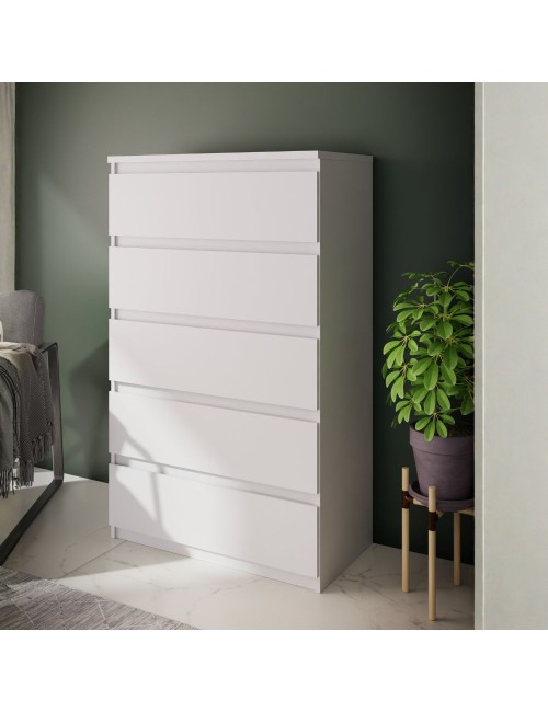 Cassettiera Morgan 5 cassetti bianco opaco – 77.2x42.2x128H