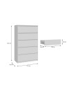 Cassettiera Morgan 5 cassetti bianco opaco – 77.2x42.2x128H