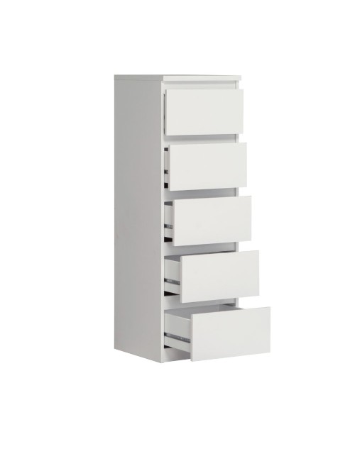 Cassettiera Morgan 5 cassetti bianco opaco – 42x42.2x128H