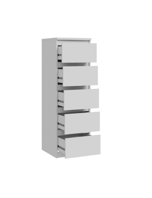 Cassettiera Morgan 5 cassetti bianco opaco – 42x42.2x128H