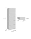 Cassettiera Morgan 5 cassetti bianco opaco – 42x42.2x128H