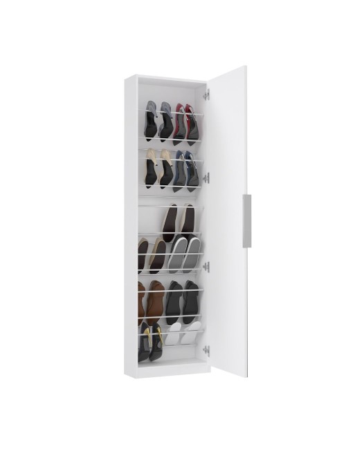Scarpiera Nyx bianca con anta a specchio reversibile 50x20x180H