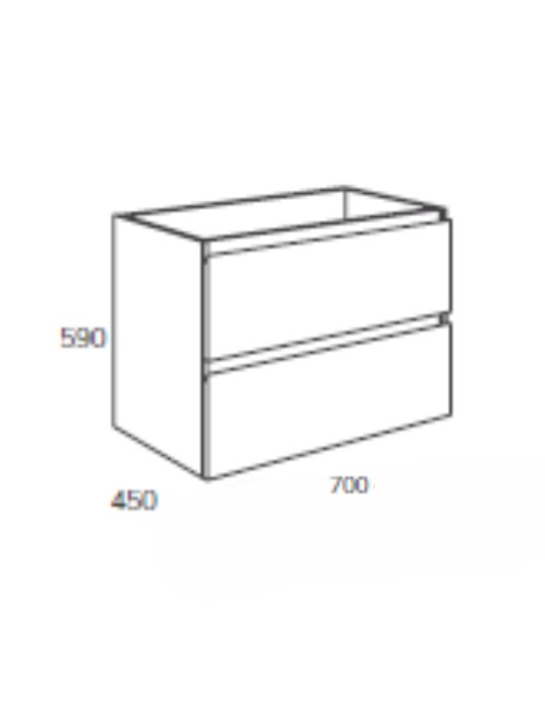 Mobile bagno sospeso bianco laccato Londres 2 cassetti 70x45x59H