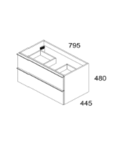 Mobile bagno sospeso noce effetto cannettato Senda con 2 cassettoni 80x45.5x48H
