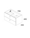 Mobile bagno sospeso colore cappuccino 2 cassetti Invicta 80x45x48H