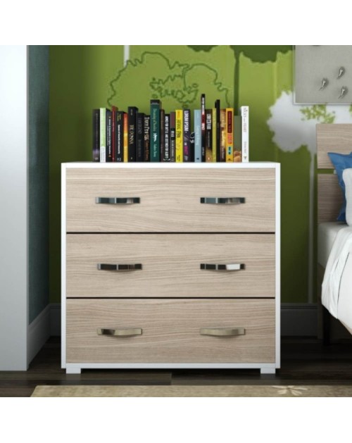 Comò 3 cassetti colore olmo 91x45x81H