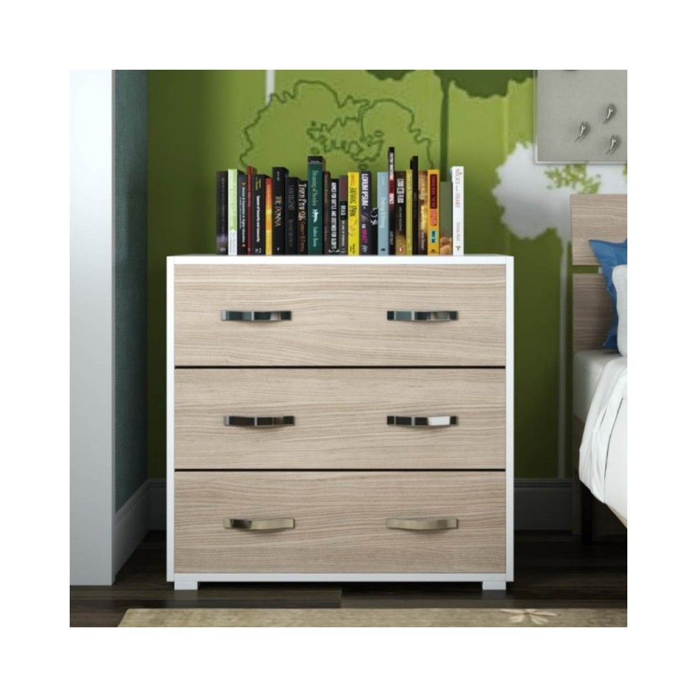 Comò 3 cassetti colore olmo 91x45x81H