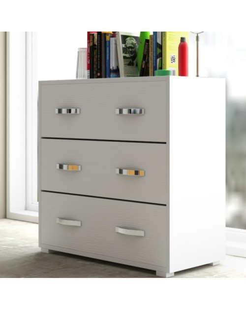 Comò 3 cassetti colore bianco frassinato