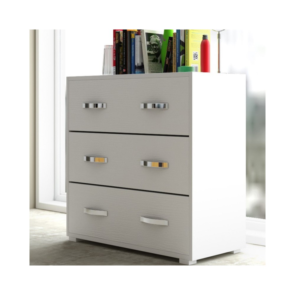 Comò 3 cassetti colore bianco frassinato