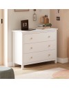 Comò Max 3 cassetti in legno massiccio bianco 100x40x80H