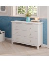Comò Max 3 cassetti in legno massiccio bianco 100x40x80H